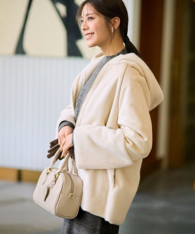 ANY SIS L Luxuryフェイクムートン コート アイボリー