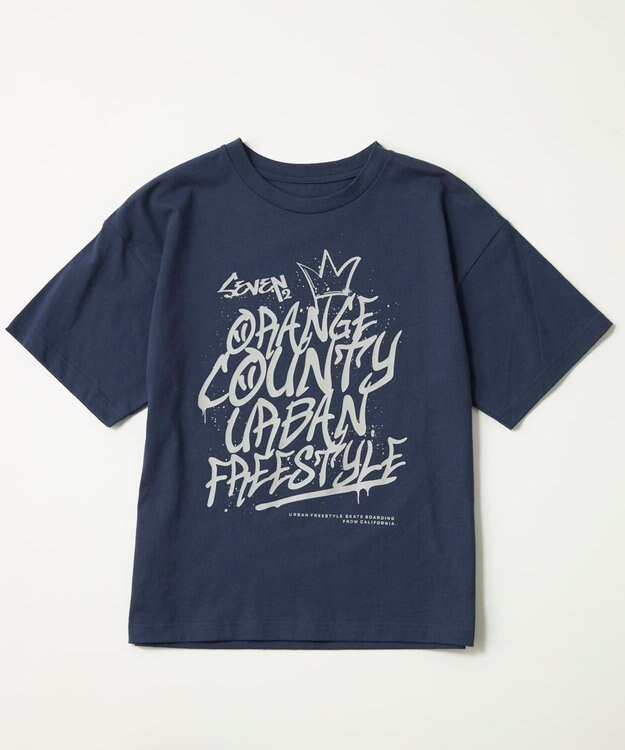 OP／FILA 【SEVEN2】グラフィティ風プリントTシャツ ネイビー
