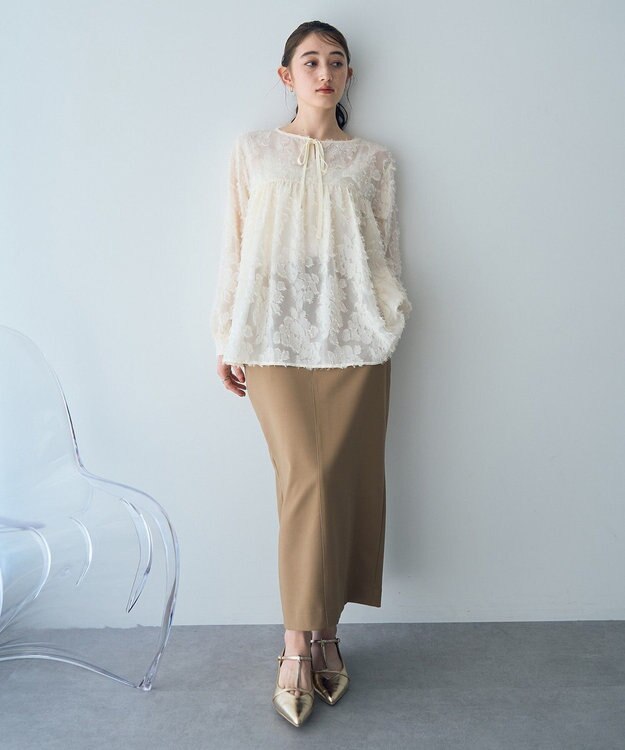 YECCA VECCA タイトロングスカート Gray Beige