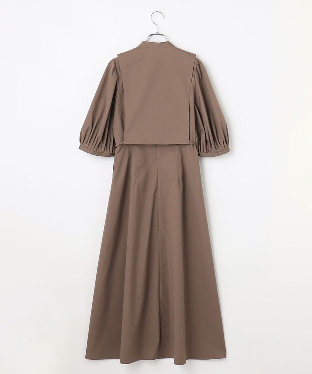 #Newans 【洗える】ピンタックベストコンビワンピース ブラウン系
