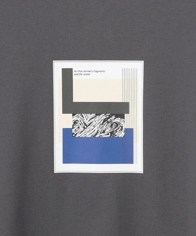 ICB 【新色追加・接触冷感・UVケア・洗える】 ロゴTEE チャコール［コラージュモチーフ］系