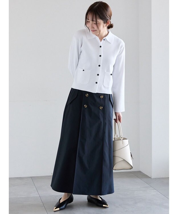 Te chichi 総針衿付きジャケットカーディガン オフホワイト