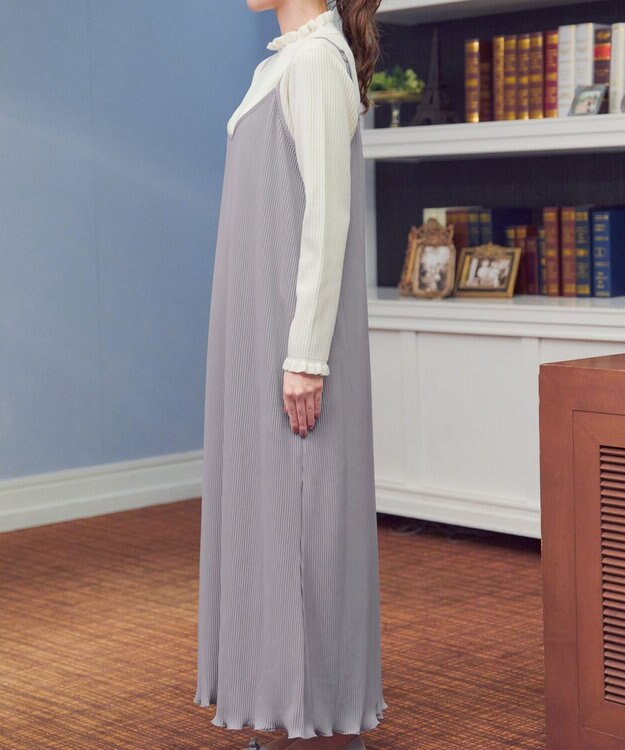 Tiaclasse 【洗える】プリーツキャミワンピース グレージュ