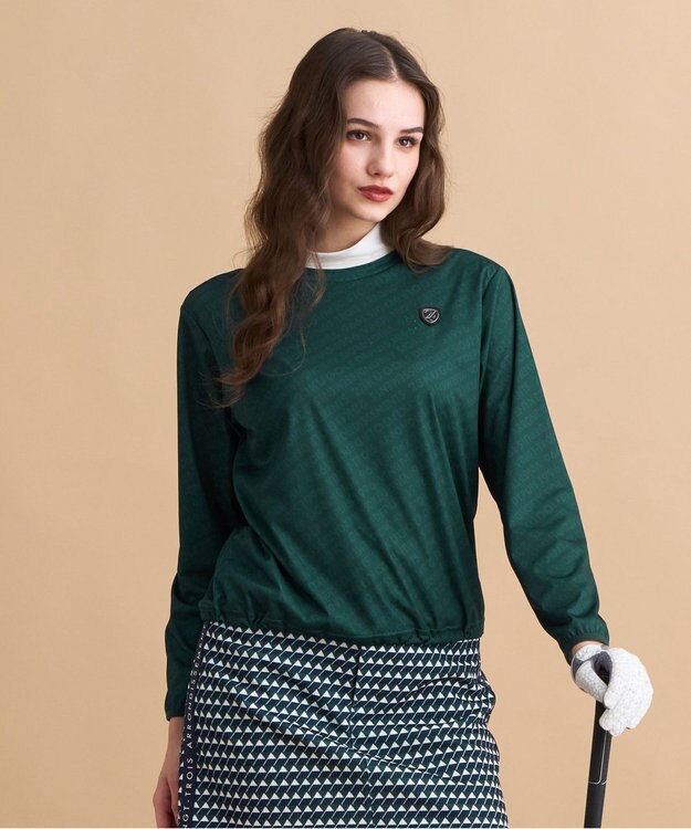 23区GOLF 【WOMEN】エアリージャージストレッチプルオーバー フェイクレイヤード ダークグリーン系5