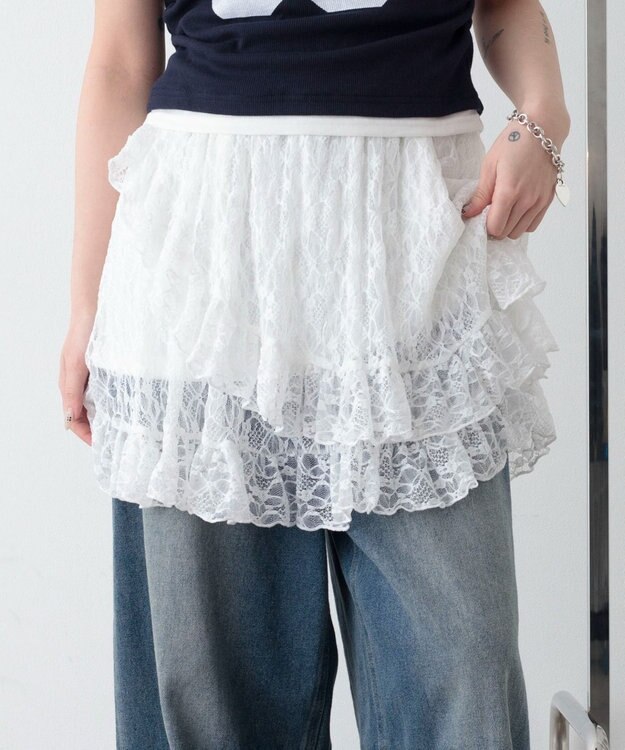 WEGO レースフリルスカート ホワイト