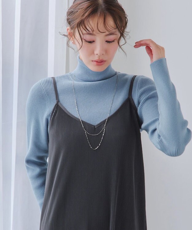 Tiaclasse 【洗える】プリーツキャミワンピース チャコールグレー