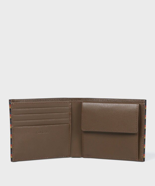 Paul Smith ブライトストライプトリム 2つ折り財布 ブラウン