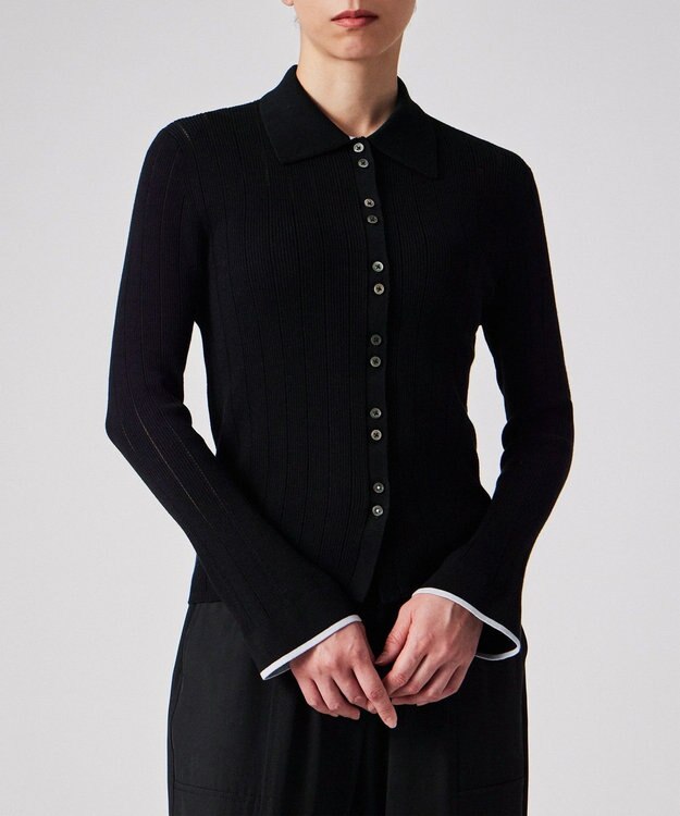 Paul Smith 【洗える】リブアイレット カーディガン ブラック