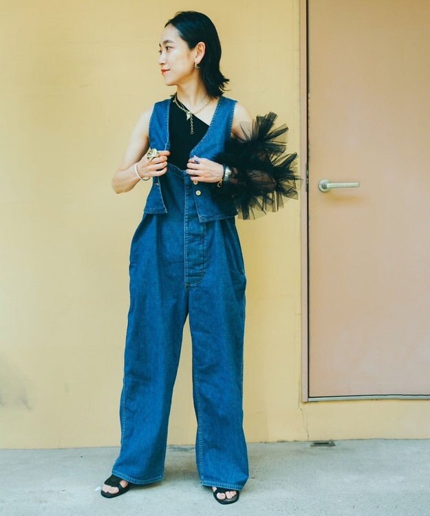 woadblue 【157】Short GILET デニムジレ VINTAGE BLUE