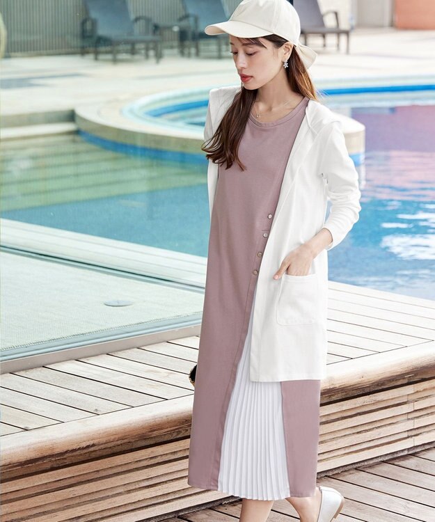 Tiaclasse 【小倉優子さん着用・UVケア・接触冷感】“やみつき”カットソーパーカーカーデ オフホワイト