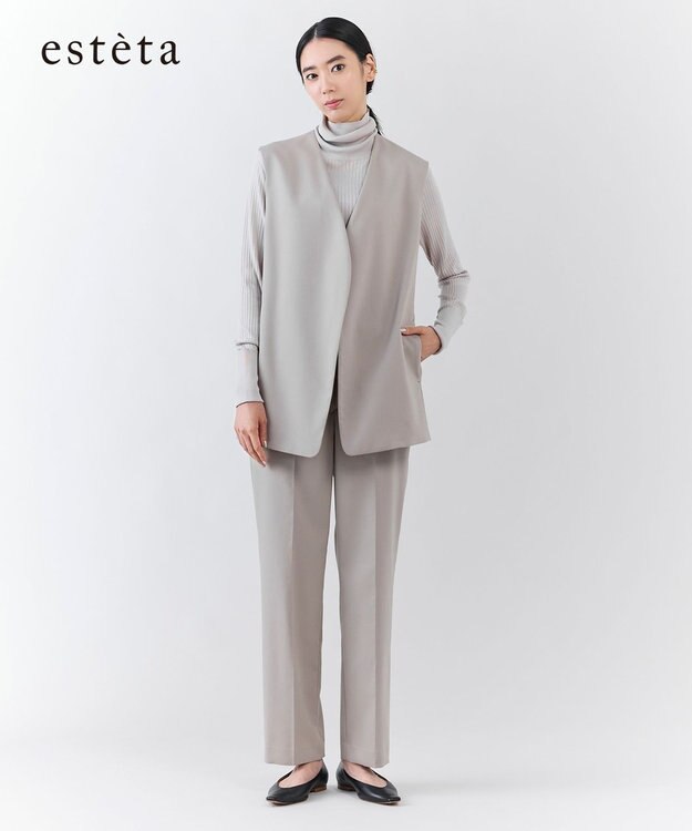 23区 【エステータ】ライトダブルクロス パンツ グレージュ