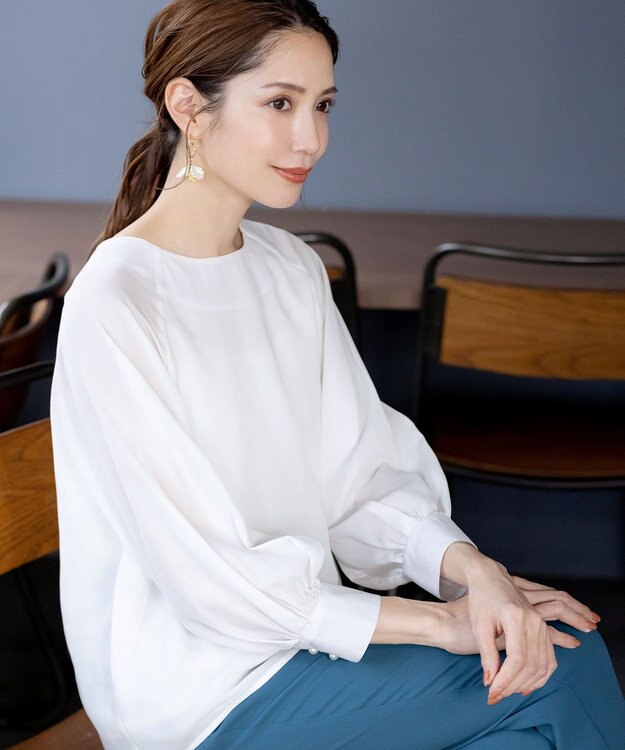 Tiaclasse 【洗える】ラグランパフスリーブブラウス オフホワイト