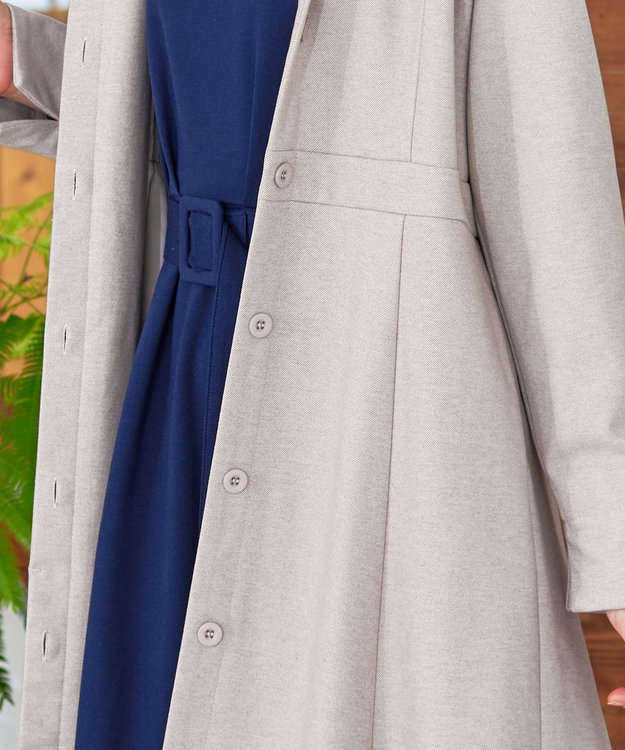 Tiaclasse ウール調フレアフードコート グレージュ