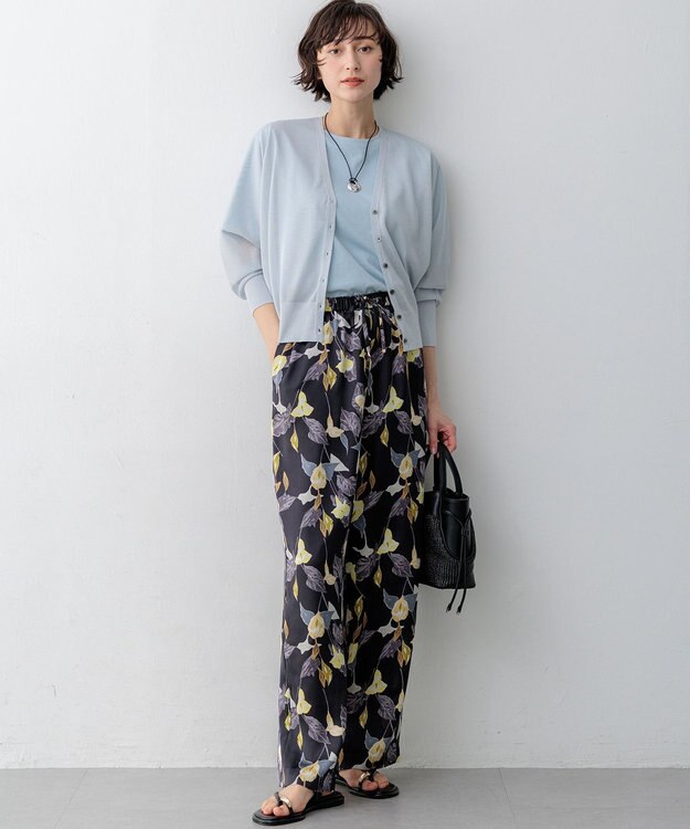 23区 L 【先行予約】スビンギザコットン フレア Tシャツ サックスブルー系