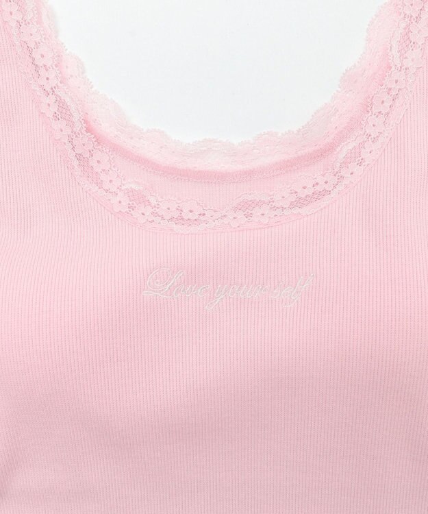 WEGO 【カップ付きインナー】カップインレースタンク ピンク