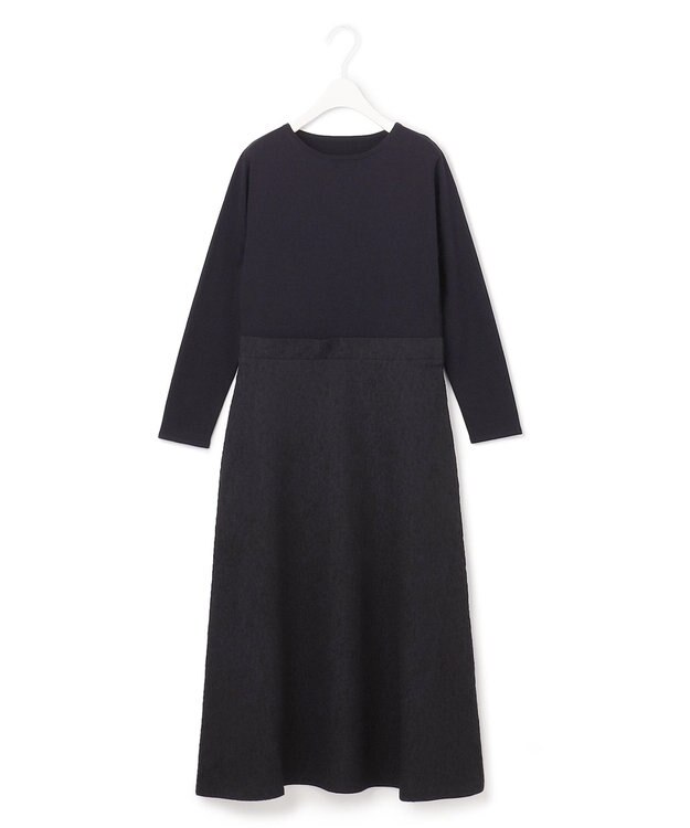 ICB 【洗える】 ニットコンビジャガード ワンピース ブラック系