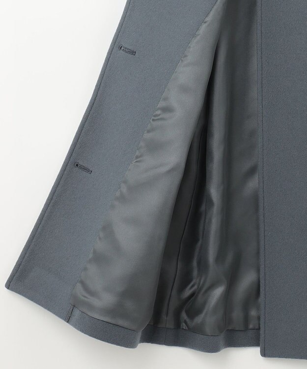 J.PRESS LADIES L ショートビーバー ノーカラーコート ダルブルー系