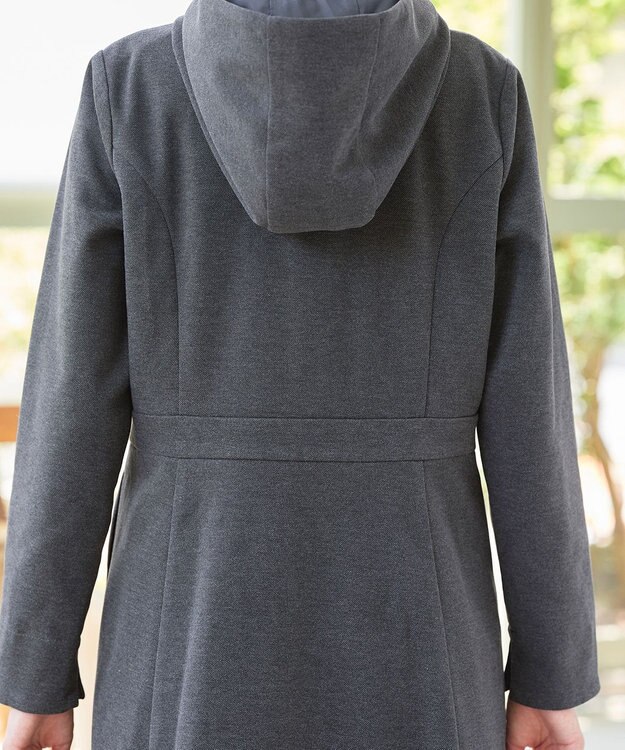 Tiaclasse ウール調フレアフードコート チャコールグレー