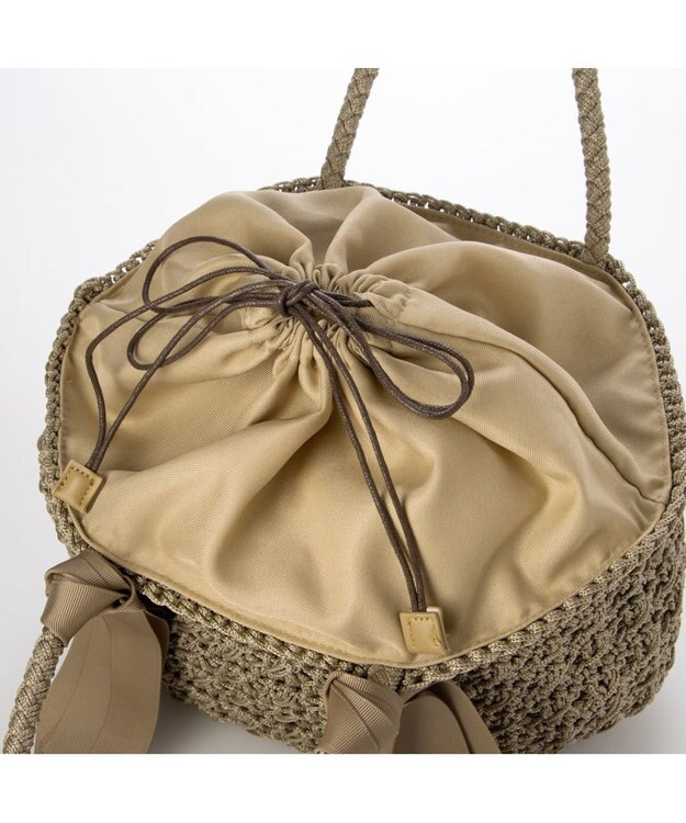 UNBILLION カシュカシュ cachecache / 下がりグログラン柄編みトート カゴバッグ オーク