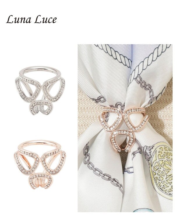 MOONBAT Luna Luce(ルナルーチェ)スカーフリング ガラスパヴェ 3Ring お手持ちのスカーフを通すだけ ギフト ブロンズ