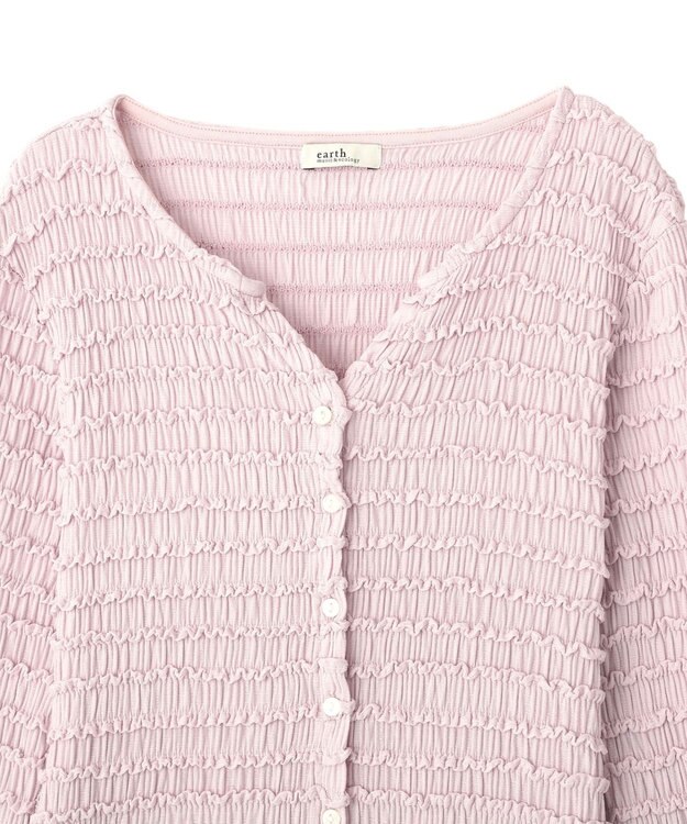 earth music&ecology 【予約】シャーリングカットカーディガン ピンク