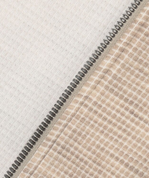 JOSEPH ABBOUD 【ストレッチ/ソフト/洗える/JAPANファブリック】ウールブロックピケ スタンドジップ アウター ベージュ系