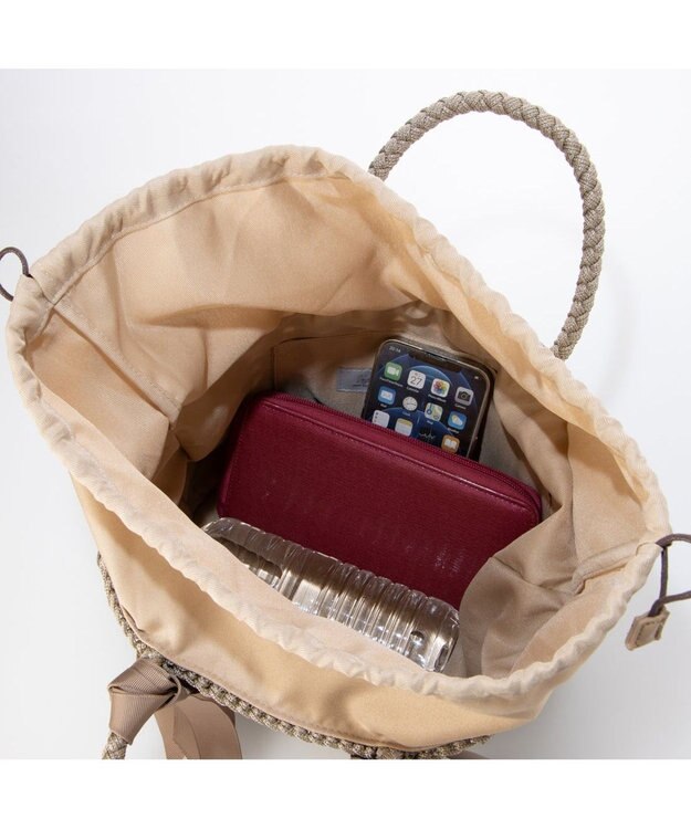 UNBILLION カシュカシュ cachecache / 下がりグログラン柄編みトート カゴバッグ オーク