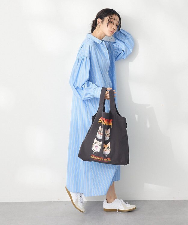 CRAFT STANDARD BOUTIQUE シワ軽減 /イージーケアシャツワンピース Stripe Sax