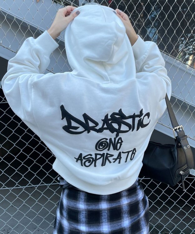 WEGO ハンドライティングショートパーカー ホワイト