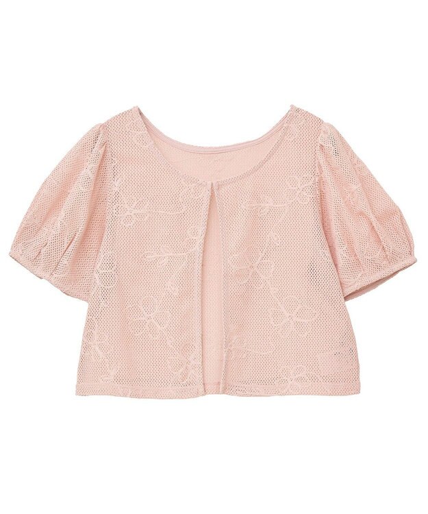 earth music&ecology フラワーコード刺繍カーディガン Pink