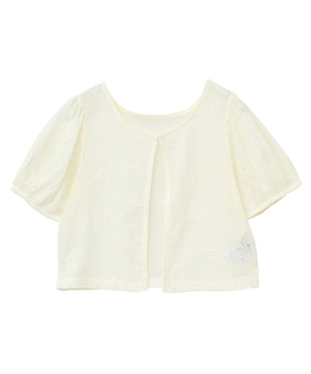 earth music&ecology フラワーコード刺繍カーディガン Ivory