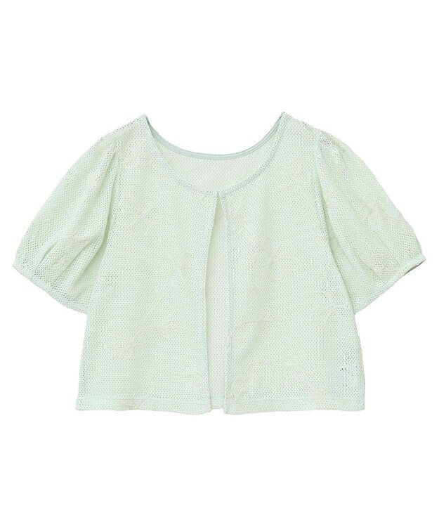 earth music&ecology フラワーコード刺繍カーディガン Mint