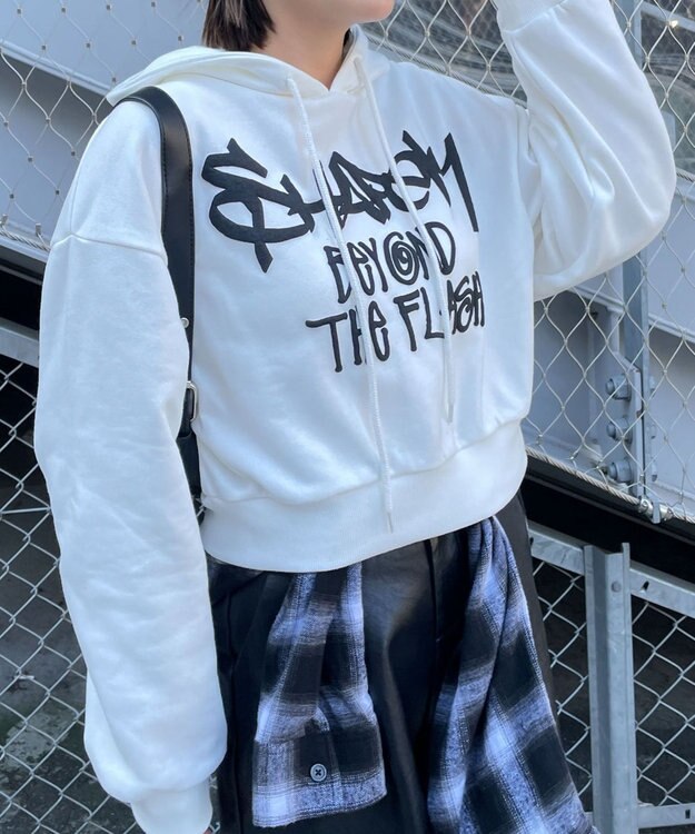 WEGO ハンドライティングショートパーカー ホワイト