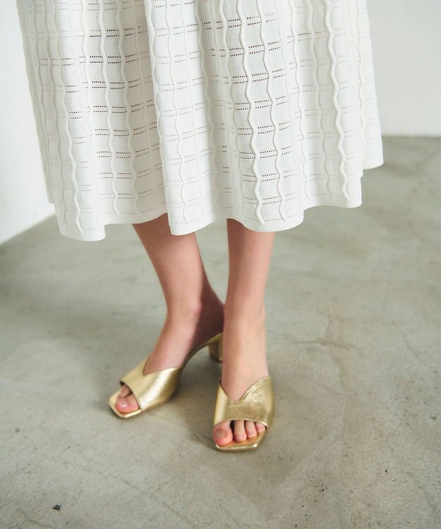 GRACE CONTINENTAL ウェーブニットワンピース ホワイト