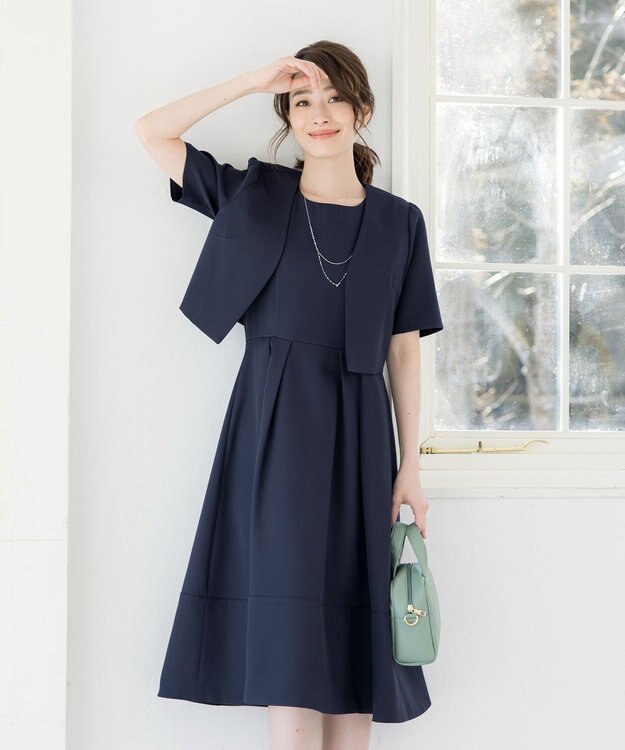 Tiaclasse L 【洗える】ボレロ＆ワンピースセット ネイビー