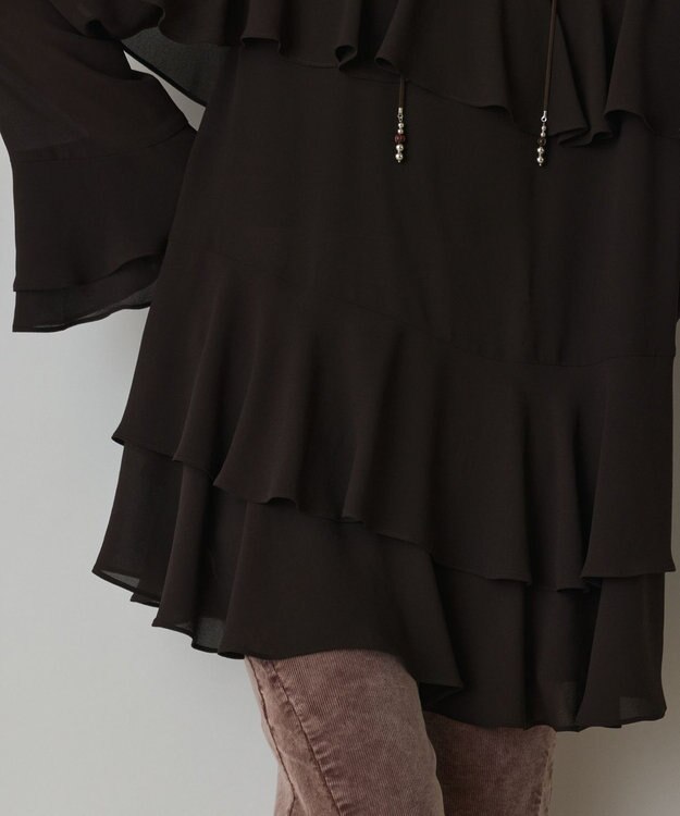 GRACE CONTINENTAL シフォンフリルブラウス ダークブラウン