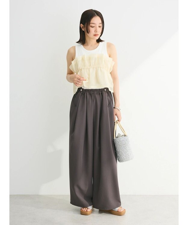 Green Parks ・ＥＬＥＮＣＡＲＥ　ＤＵＥ　ウエストドロストパンツ Charcoal Gray