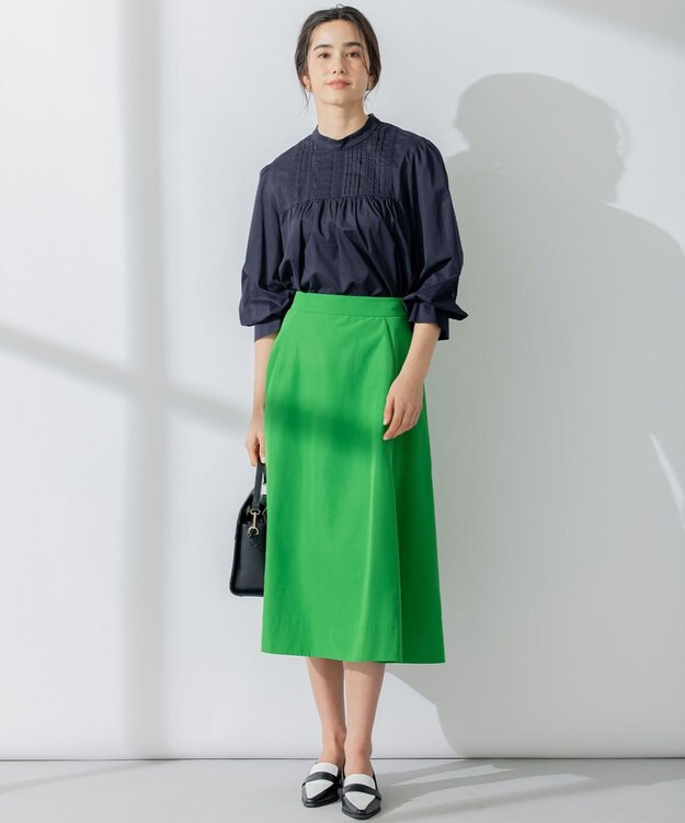 組曲 【5色展開・後ろゴム仕様】カラータフタ スカート ダークグリーン系