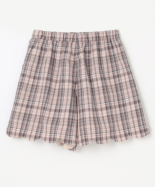 ANY KIDS 裾 スカラップ チェック パンツ ベージュ系チェック