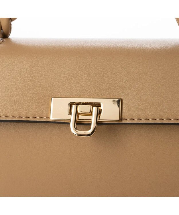 UNBILLION cachecache ねじりハンドルおこし金具2wayミニショルダー ベージュ