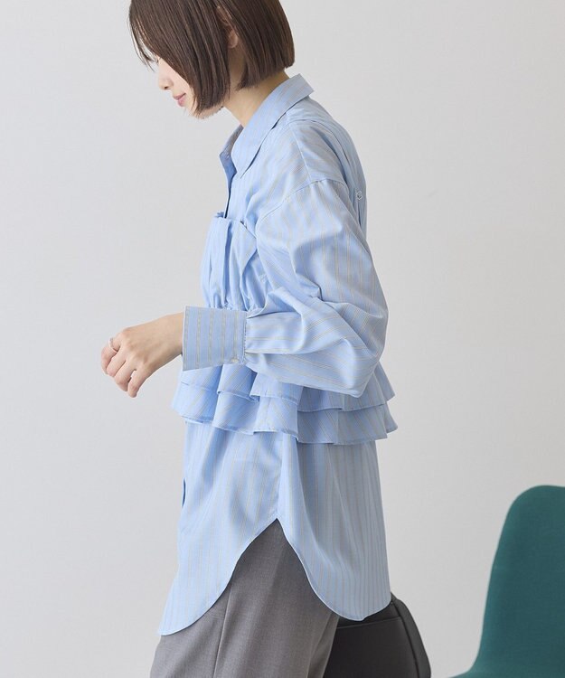 AMERICAN HOLIC 【2点セット・イージーケア】ビスチェ＋シャツ Stripe Sax