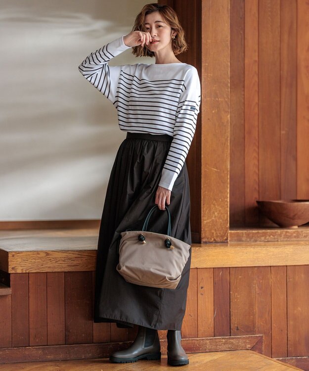 23区 S 【洗える】ナイロンコットンポプリン スカート ダークブラウン系