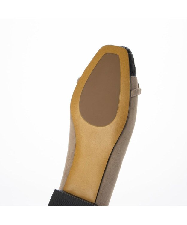 MODE ET JACOMO <MODE ET JACOMO>スクエアビットフラットパンプス ベージュコンビ