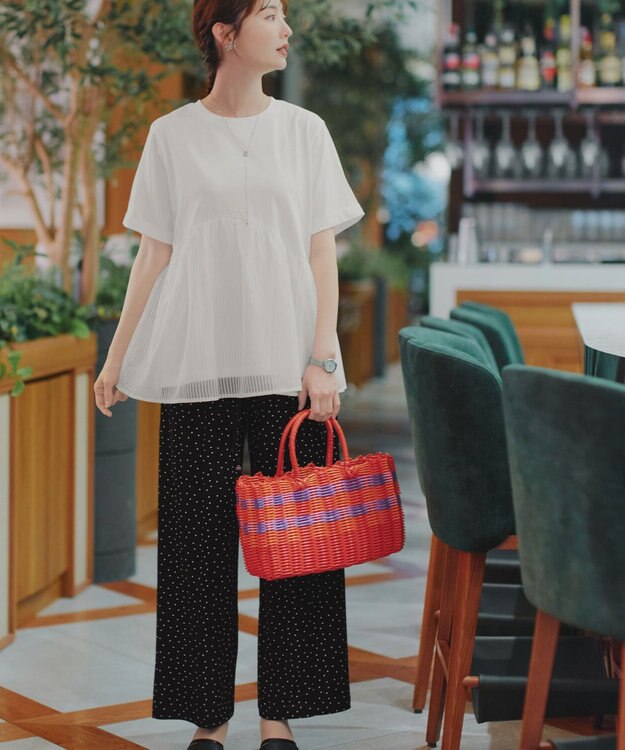 Tiaclasse 【おのののかさん着用】冷凛(ひやりん)カノコカットソーピンタックパンツ ブラックドット