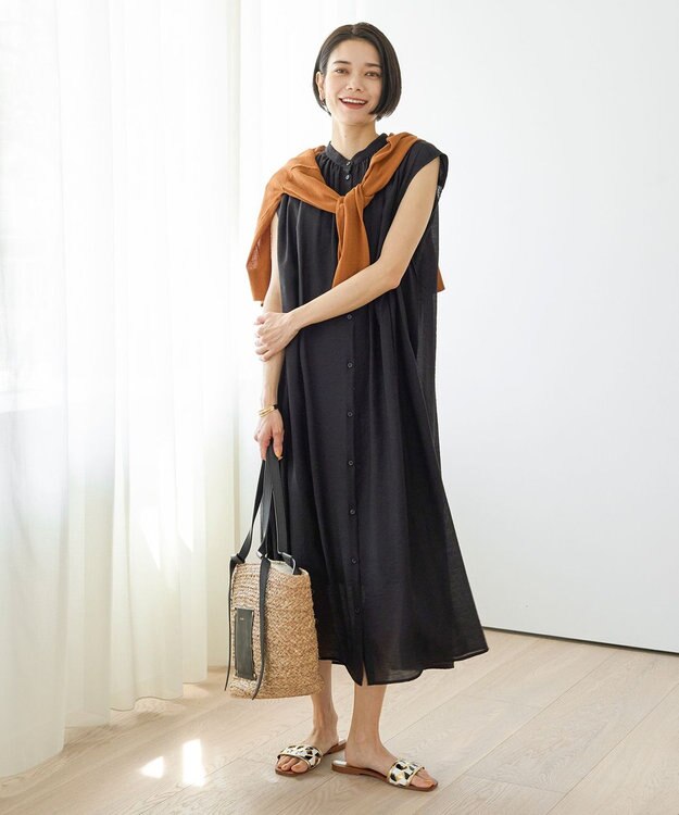 UNFILO 【洗える/接触冷感】 フロスティコットン クロップドカーディガン キャメル