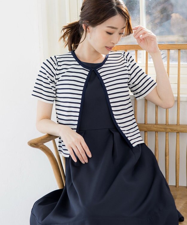 Tiaclasse 【洗える】ボレロ＆ワンピースセット ネイビー