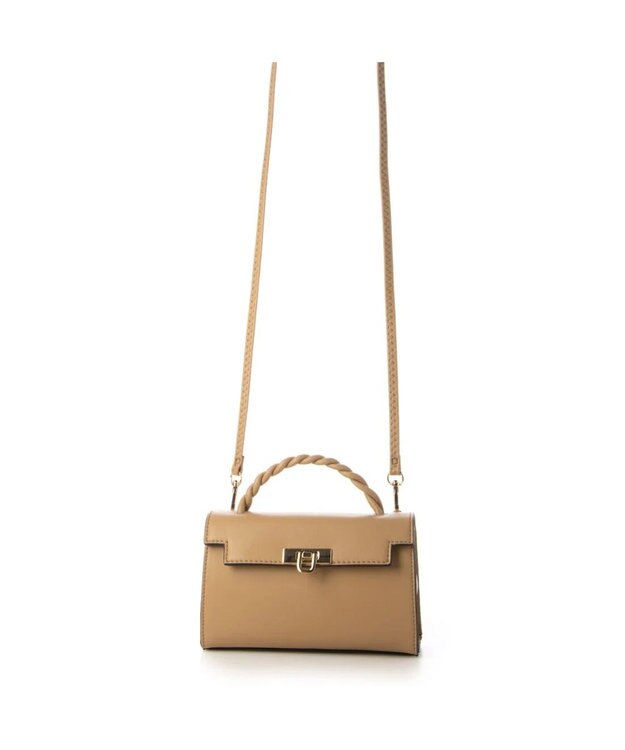 UNBILLION cachecache ねじりハンドルおこし金具2wayミニショルダー ベージュ