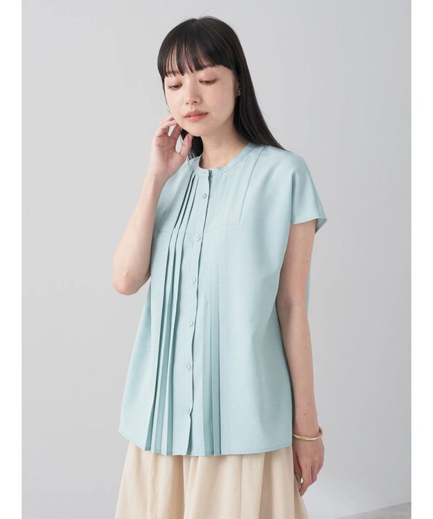 earth music&ecology タックデザインブラウス Green