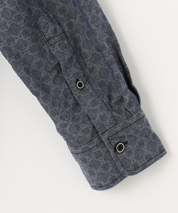 JOSEPH ABBOUD 【オーガニックコットン】ダンガリープリント シャツ ネイビー系5
