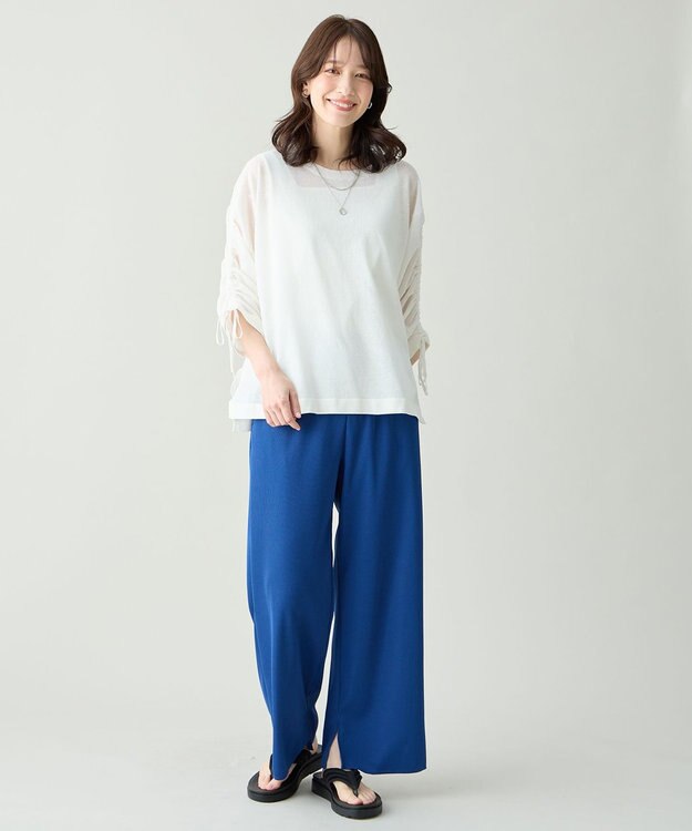 ANY L シアーシャーリングスリーブニット エクリュ